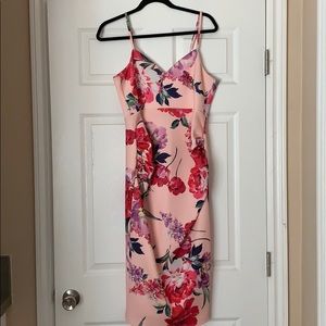 ASOS Pink floral maternity, midi dress